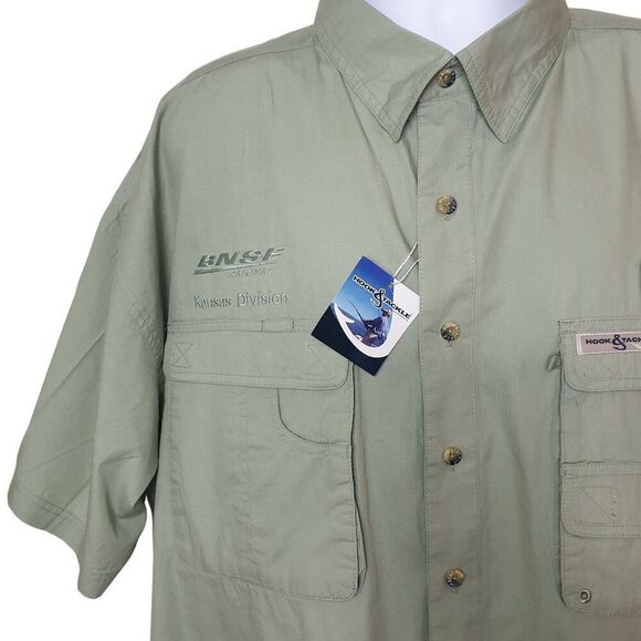 Hook & Tackle Mens Fishing Shirt 3XL Sage Green Gulf Stream Outdoors Pockets - Picture 10 of 10